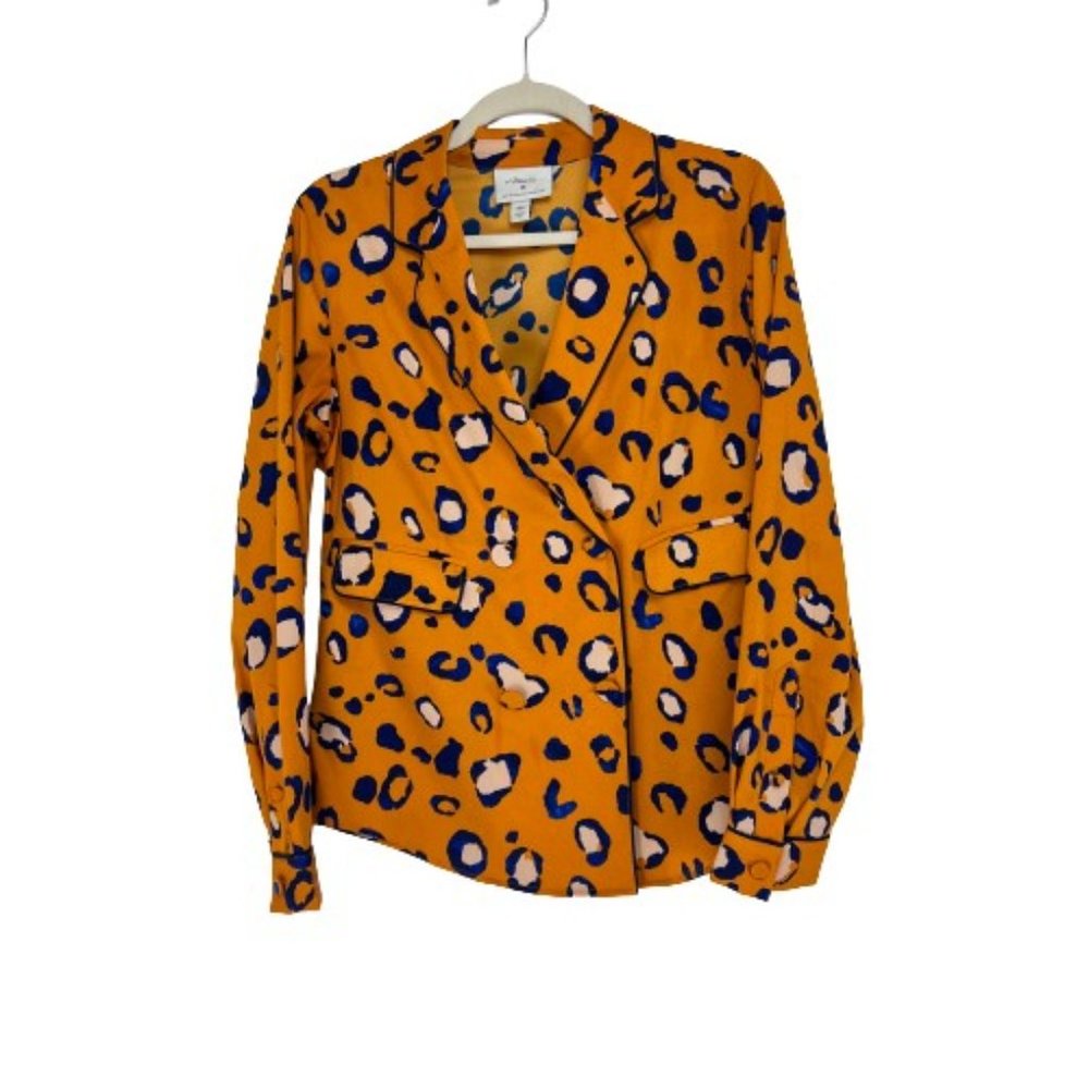 3.1 Phillip Lim for Target Women SZ XS Blazer Jacket Leopard Print Orange & Blue - Picture 3 of 7